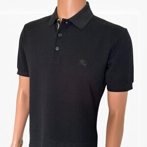 Burberry Men's Short Sleeve Check Placket Polo Black Size XL